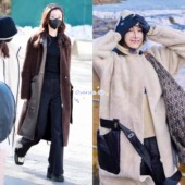 宋轶迪丽热巴同款 在途LOW CLASSIC 皮毛双面翻拉链连帽大衣外套女