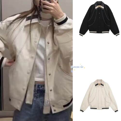 休闲拼色时尚翻领棒球服