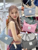 现货 蔡依林同款 千鸟格多巴胺手提包腋下包简约防水手拎包