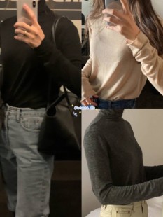 现货 ounce  秋冬新款 韩系纯色高领修身内搭打底衫长袖t恤上衣女