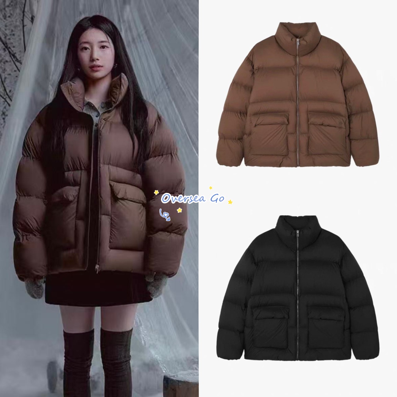 在途现货 GUESS 25冬季新款 裴秀智同款韩系宽松休闲羽绒服外套女