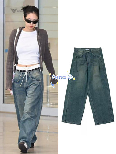 Jennie同款2024宽松牛仔裤