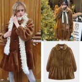 sinoon 2025冬季 新款 现货秒发 圣诞风公主肩泡泡袖 皮草大衣外套女