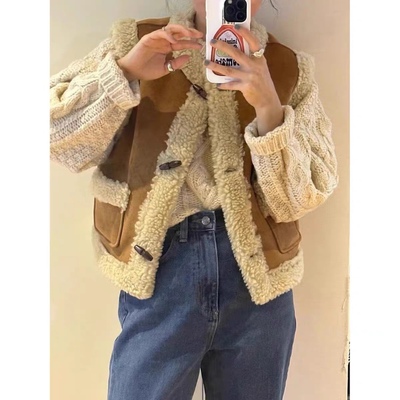 牛角扣马甲外套sienne皮毛一体