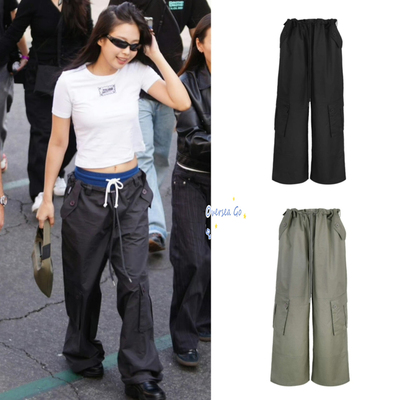 Jennie同款高腰长裤工装休闲裤