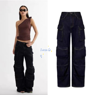 现货Lioness 2025新款美式多口袋宽松休闲直筒工装裤牛仔裤长裤女