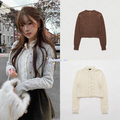 复古麻花针织开衫毛衣外套女