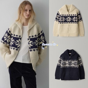 现货 FACADE PATTERN 复古撞色费尔岛提花针织开衫慵懒百搭毛衣女