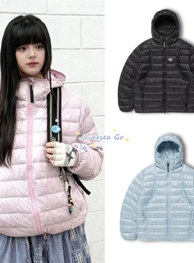 现货 韩国cavish 新款简约百搭轻薄90灰鸭绒排骨连帽羽绒服外套女