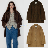 现货 绒面翻领夹克外套 复古美拉德宽松中长款 lerobe 2024秋冬新款