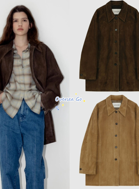 现货 lerobe 2024秋冬新款复古美拉德宽松中长款绒面翻领夹克外套