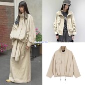 在途OPEN 风夹克风衣外套女 韩国宽松休闲立领工装 26早春新款