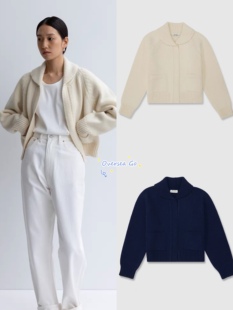 在途现货 urbanic30 新款小香风纯羊毛翻领针织衫开衫毛衣外套女