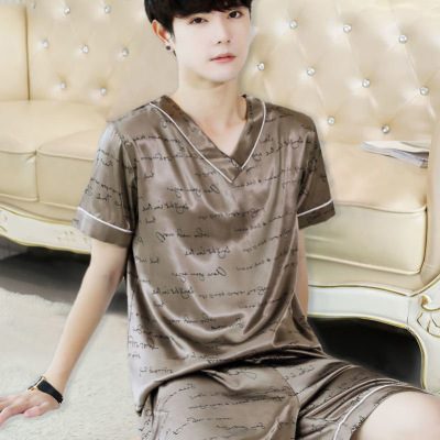 男士睡衣夏季冰丝男款夏天短袖套装薄款可外穿丝绸家居服2025新款