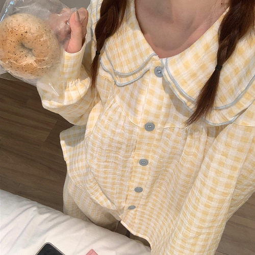 韩版ins睡衣女纯棉可爱甜美休闲