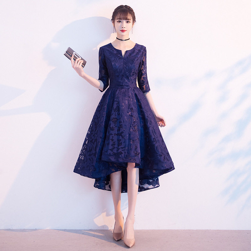 蓝色晚礼服女气质宴会轻奢小众高端婚礼妈妈婚宴装连衣裙平时可穿
