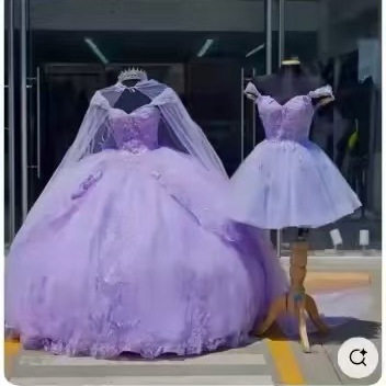 紫色仙气晚礼服裙女钢琴演奏蓬蓬裙一字肩高贵公主旅拍摄影轻婚纱