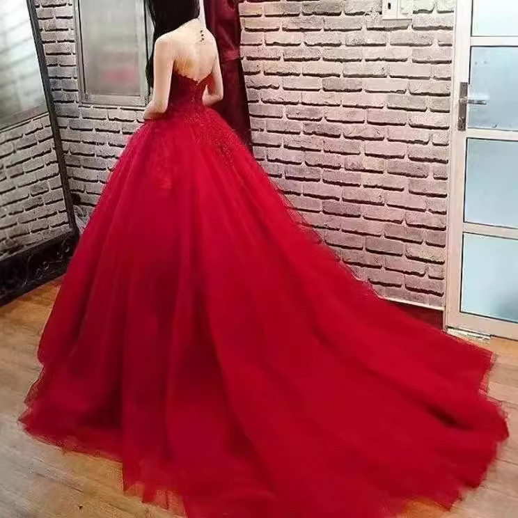 酒红色年会晚礼服女2026新款敬酒服生日派对主持演出聚会显瘦长裙
