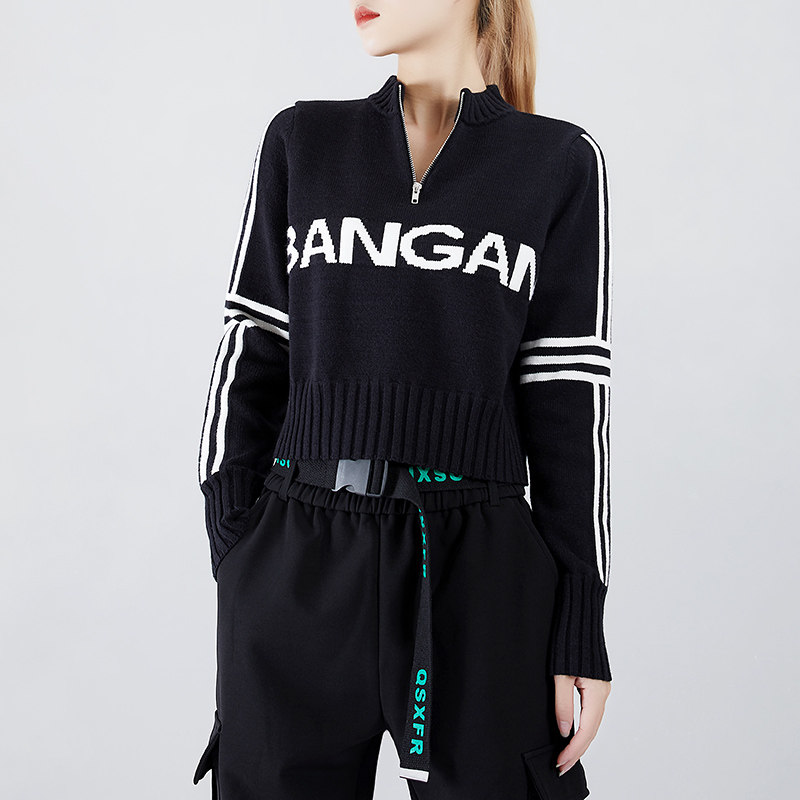 羊毛衫女包芯纱春秋新款半高领毛衣印花针织打底衫半拉链短外套,女装/女士精品,毛针织衫,淘宝优惠券,粉丝福利购,淘宝优惠卷