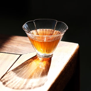 芙蓉花瓣玻璃小品杯手工耐热玻璃茶杯功夫茶具品茗杯杯子