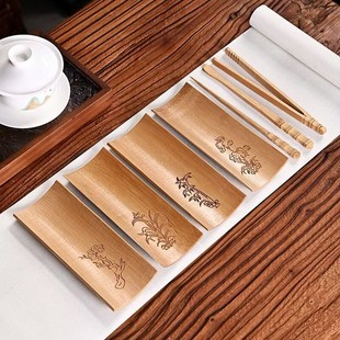 竹制茶道三件套装 茶针茶勺茶则赏茶盒 手造赏茶荷茶具六君子套件