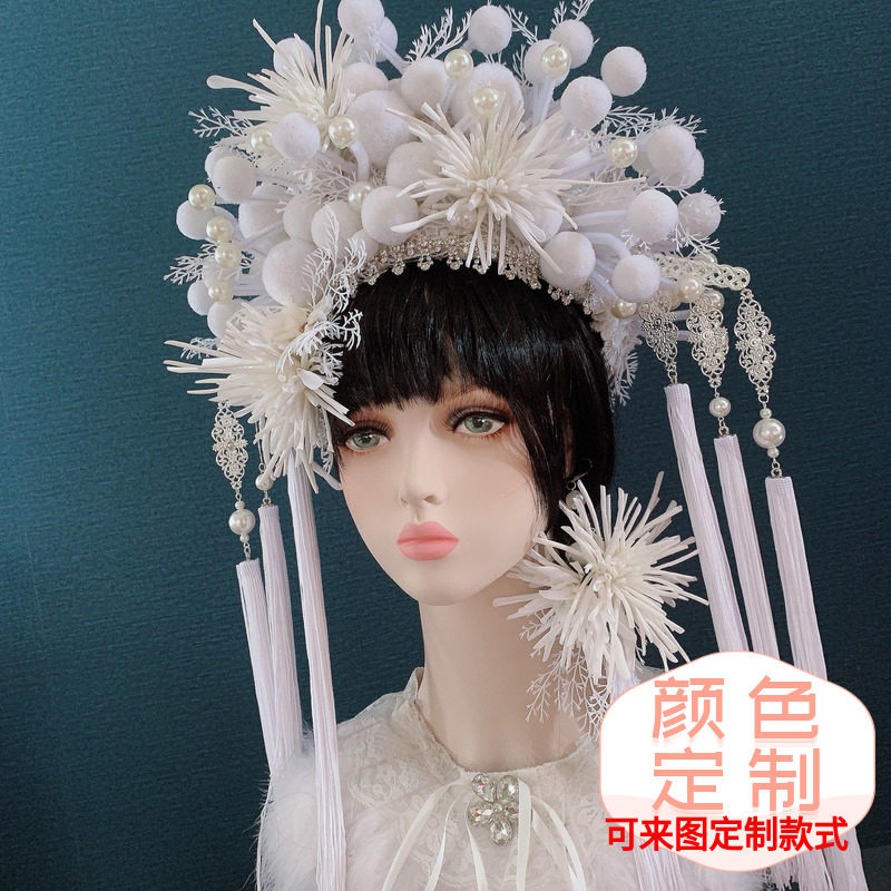 演出舞台走秀夸张森女唯美流苏皇冠影楼表演模特秀比赛头饰品帽子