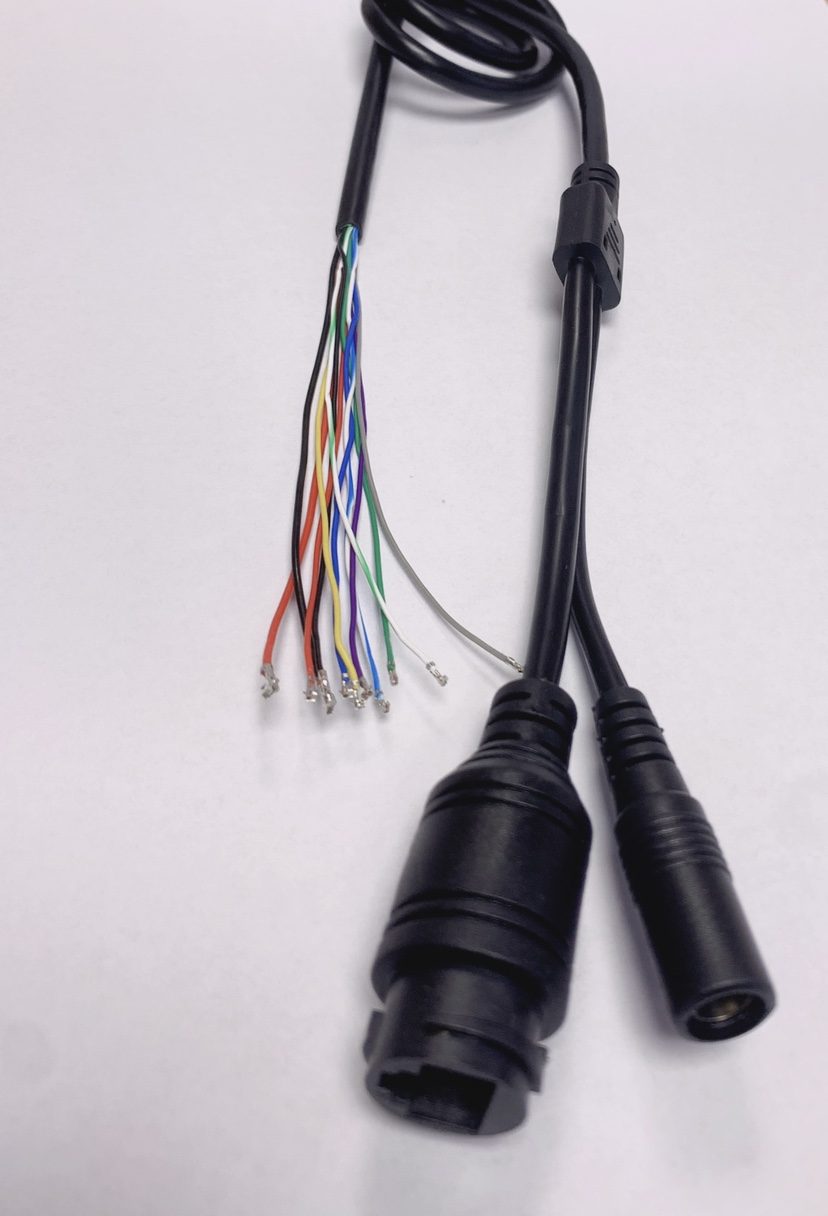 RJ45网络监控摄像头尾线11芯POE供电防水监控头组装机线