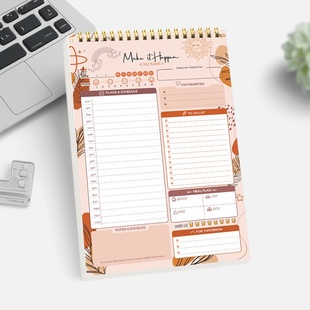 亚马逊热卖A5英文日程计划本复古简约每日每周时间管理计划便签本