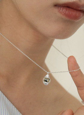 est studio小众气质天然斑点石做旧肌理感925银项链女锁骨链叠戴