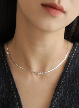 est studio小众甜酷蝴蝶结925银项链女小众高级感ins风锁骨链颈链