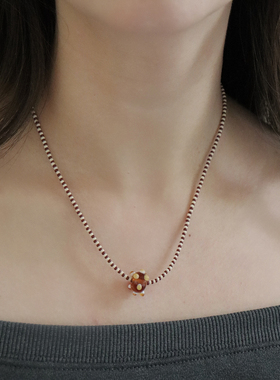 est studio原创设计童趣波点撞色串珠项链女小众时髦百搭毛衣链