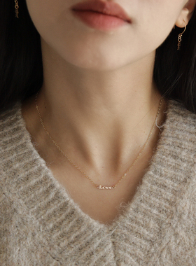 est studio原创小众美国14k包金字母项链女精致锁骨链Love&hope