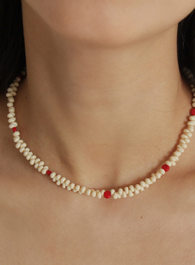 原创设计奶油米珠手工串珠项链