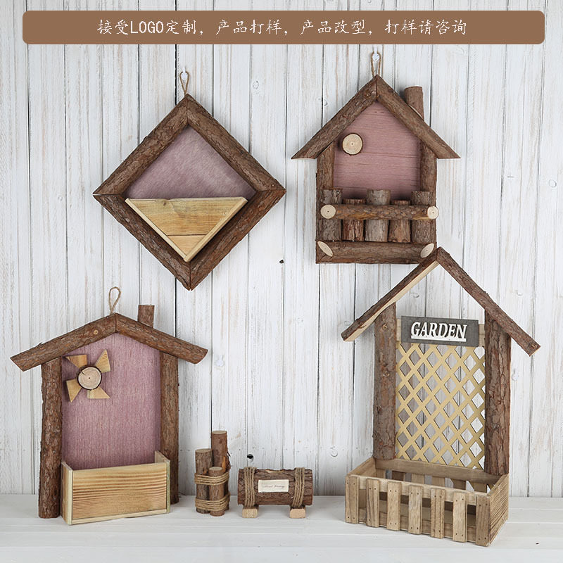 田园木质花盆盆栽绿植园艺壁挂小院仿真花艺复古客厅卧室家居装饰,家居饰品,壁饰,淘宝优惠券,粉丝福利购,淘宝优惠卷