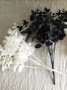 仿真16头尤加利叶婚庆摄影植物背景墙假花金钱草叶绿色插花波斯草