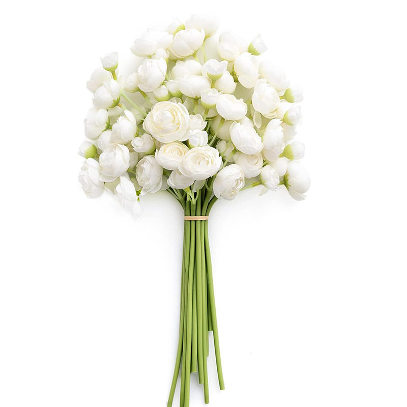 仿真6头扎束小露莲手扎茶花花束 田园家居装饰摄影道具婚庆手捧花