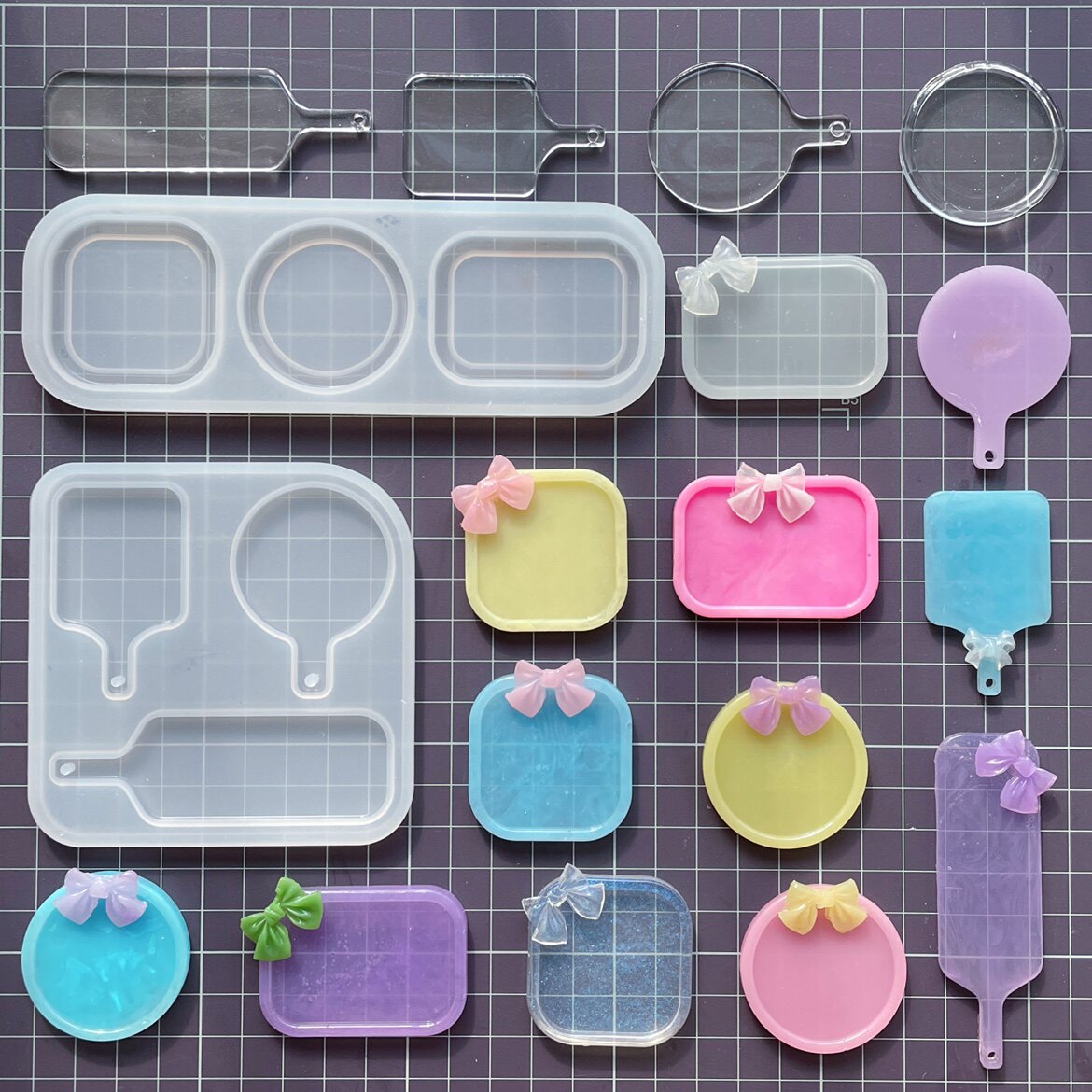 微缩食玩餐具仿真迷你手柄托盘餐盘点心盘餐具uv胶滴胶用硅胶模具