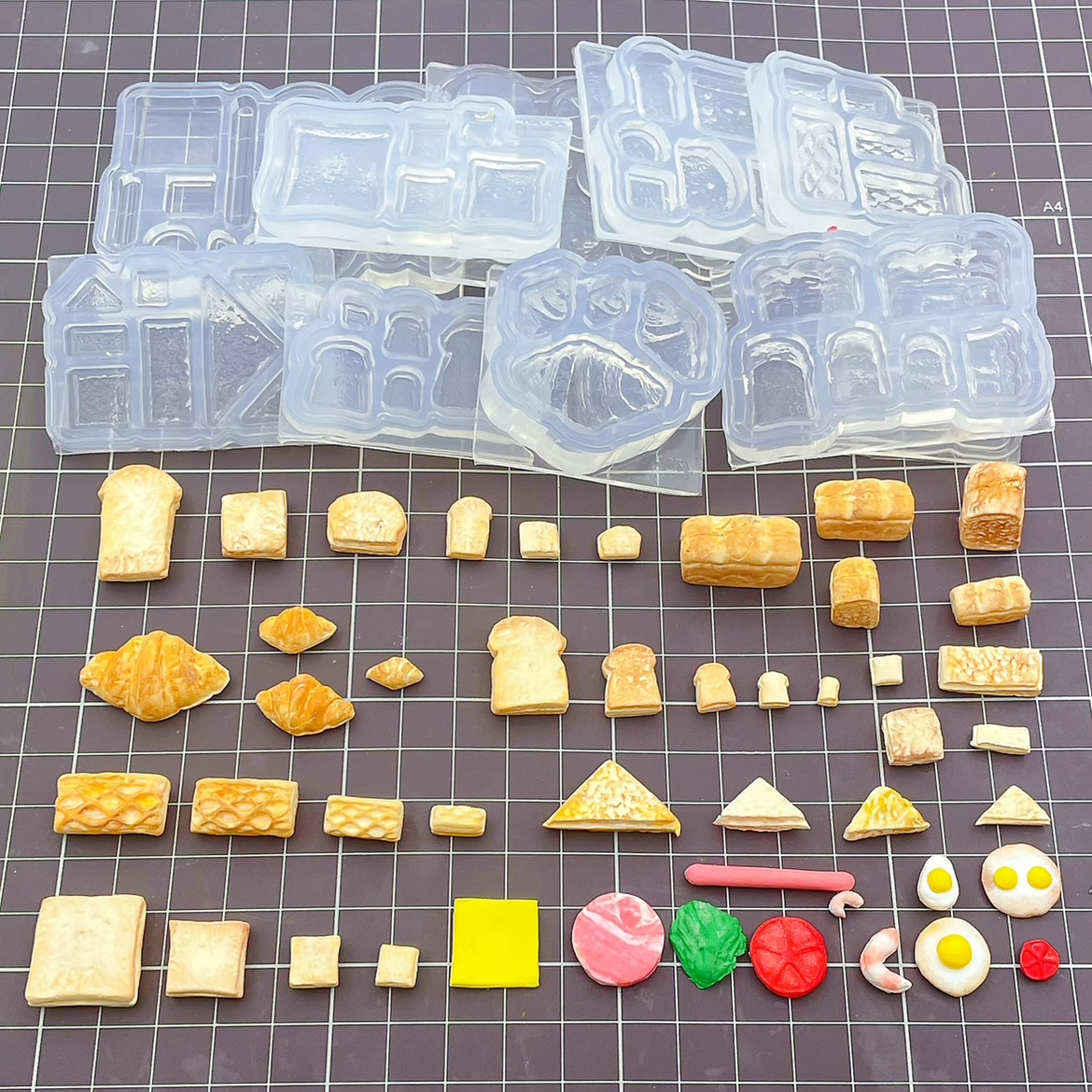 粘土食玩硅胶模具迷你面包片可颂