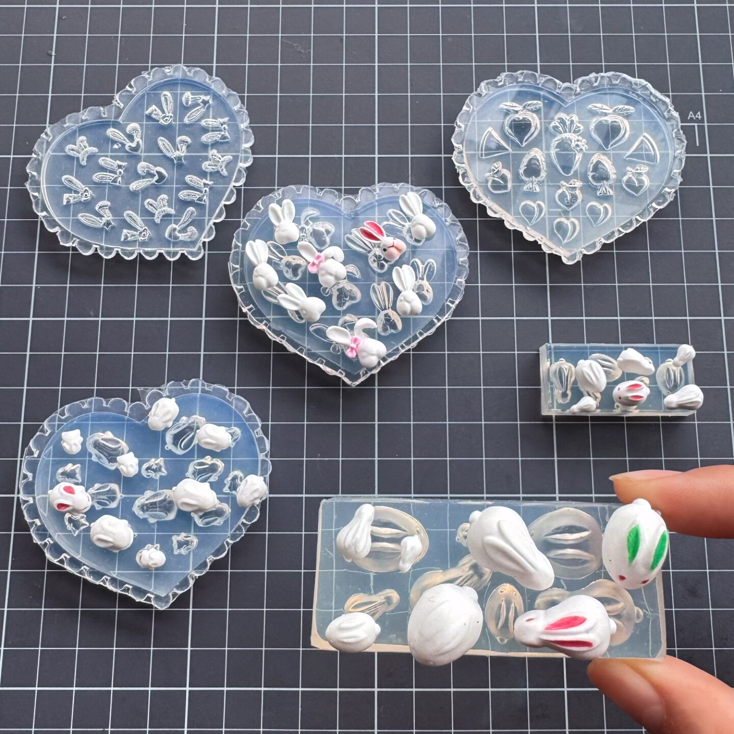 迷你微缩食玩兔子布丁胡萝卜桃子玉兔糕点小兔月饼和果子硅胶模具