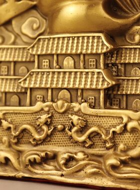 纯铜龙船摆件一帆风顺满载而归龙头船客厅办公室桌面装饰工艺品