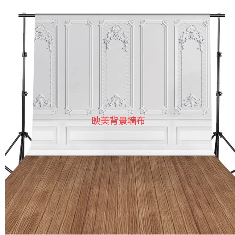 欧式室内婚纱拍摄帆布幕布影楼摄影背景布无缝简约仿真石膏线