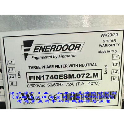 意大利FINMOTOR滤波器FIN1740ESM.072.M ENERDOOR滤波器
