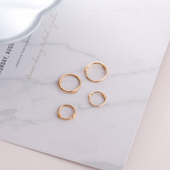 纯9K金简约极细光面耳圈耳骨环素金百搭基础款 耳饰女款