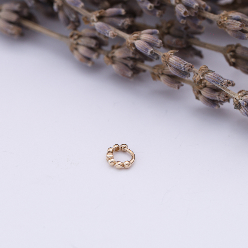 JINJEWELRY 14K黄金迷你豆豆耳皮环 边缘耳洞耳饰耳圈 很小一只