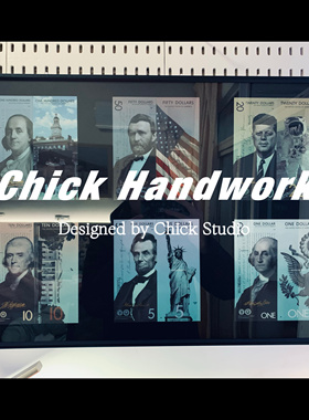 【Chick Handwork】新款美元人物风景荧光装饰画挂画