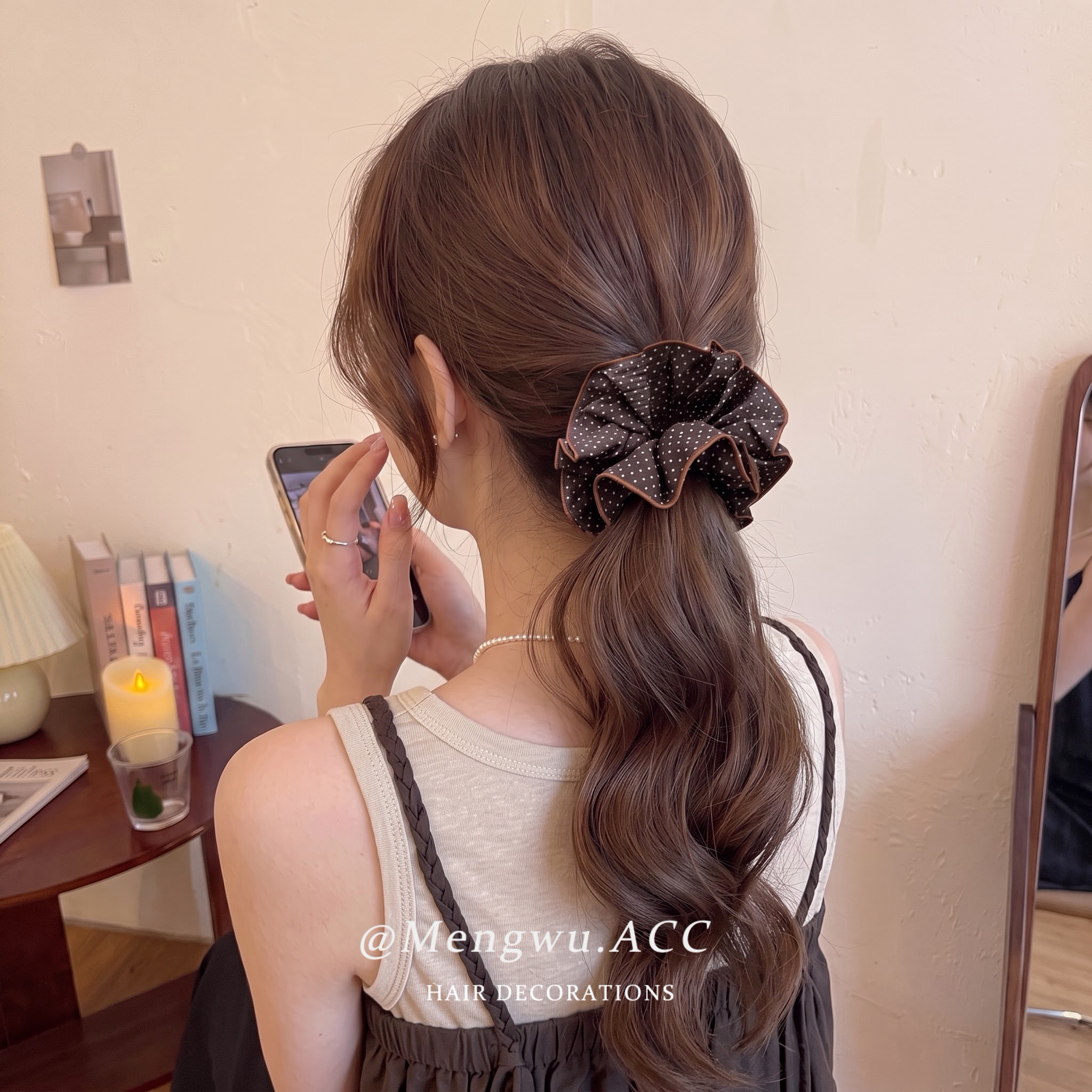 超仙波点大肠发圈女优雅褶皱云朵头绳高级感扎头女士扎发百搭发饰