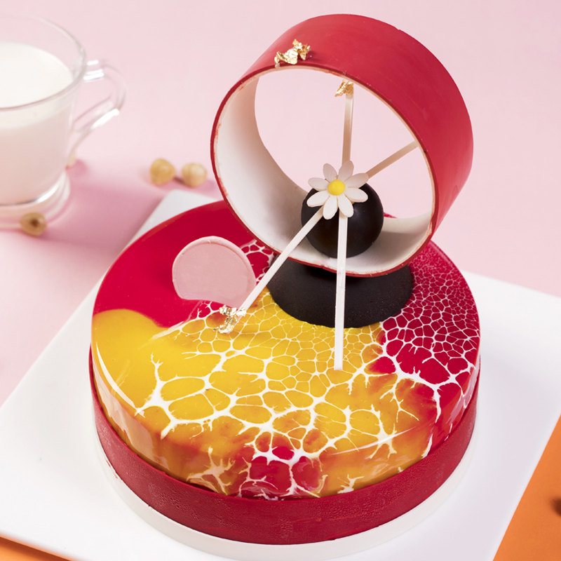 法式西点圆形淋面慕斯蛋糕模意大利同款8寸巧克力喷砂慕斯硅胶模