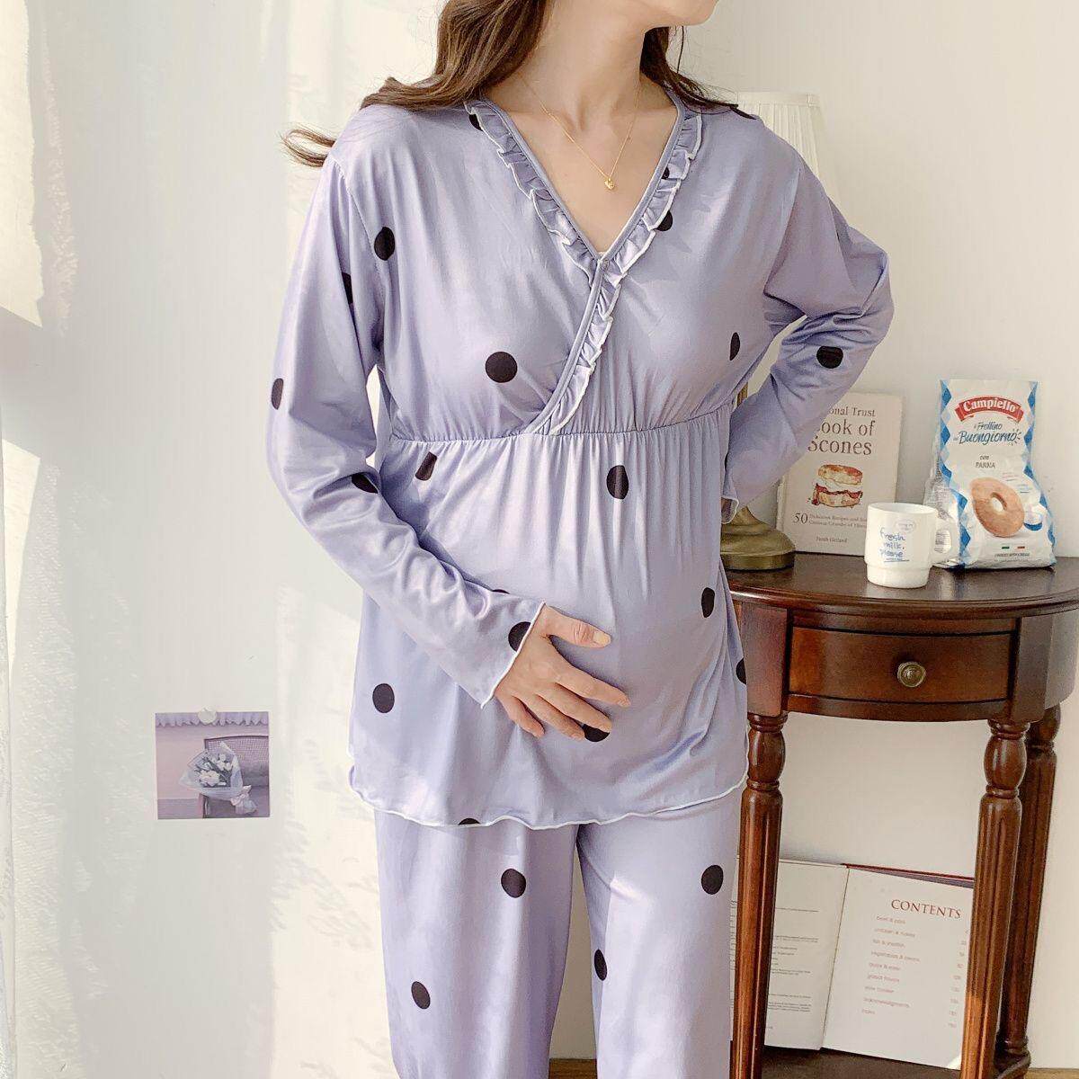 家居服套装长袖长裤哺乳睡衣春秋