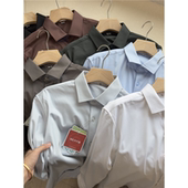 远红外升温 免烫抗皱纯色长袖 衬衫 超细绒 男秋冬商务正装 衬衣