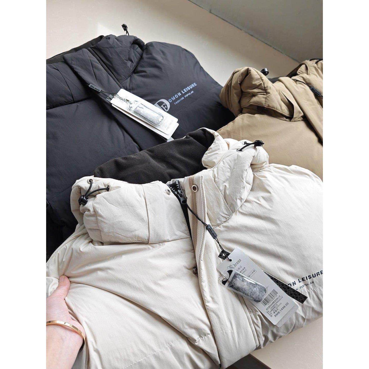 柜1498！保暖白鸭绒！可拆帽舒适磨毛立领防水青年羽绒服男装外套